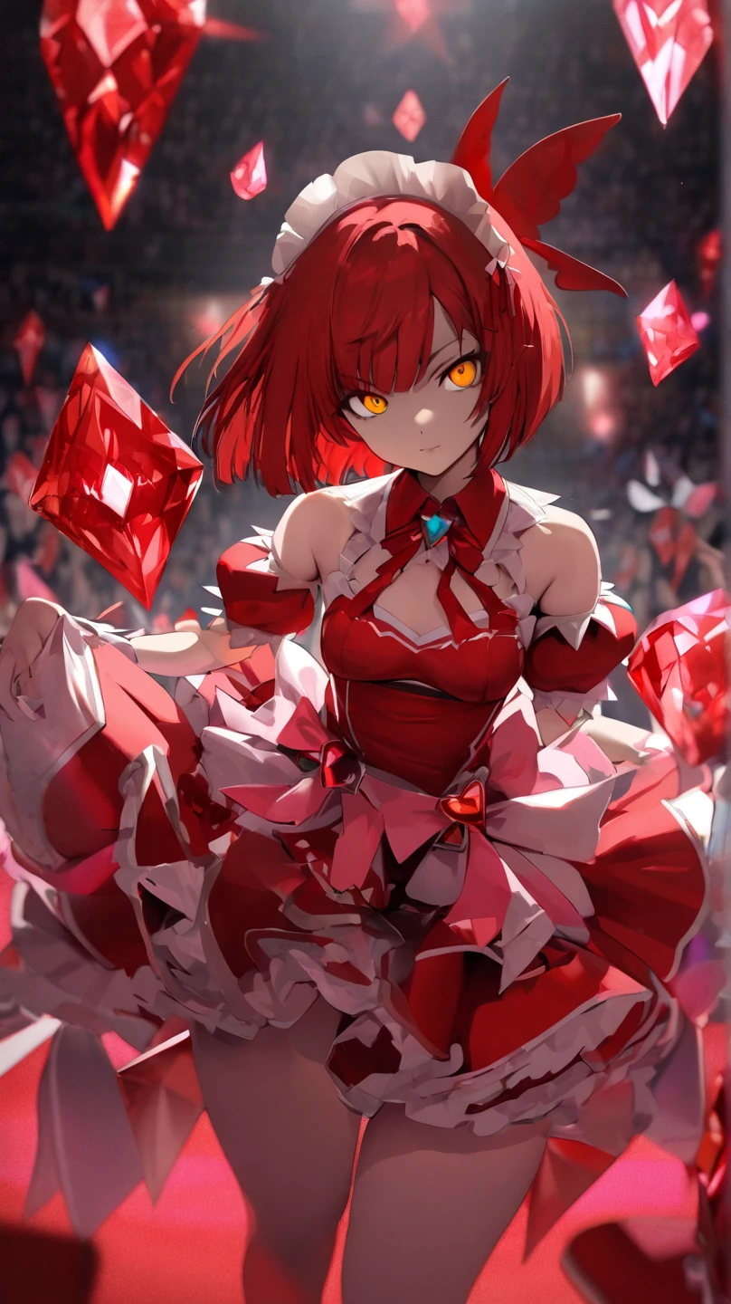(masterpiece, best quality), intricate details,
1girl, <lyco:amagisalama-LYCORIStest:0.8>salama, orange hair, (red eyes:1.5), short hair, ahoge,, bare shoulders, choker, dress, multicolored clothes, multicolored dress, orange dress, red choker, red dress,
ballroom, manor house, dancing,