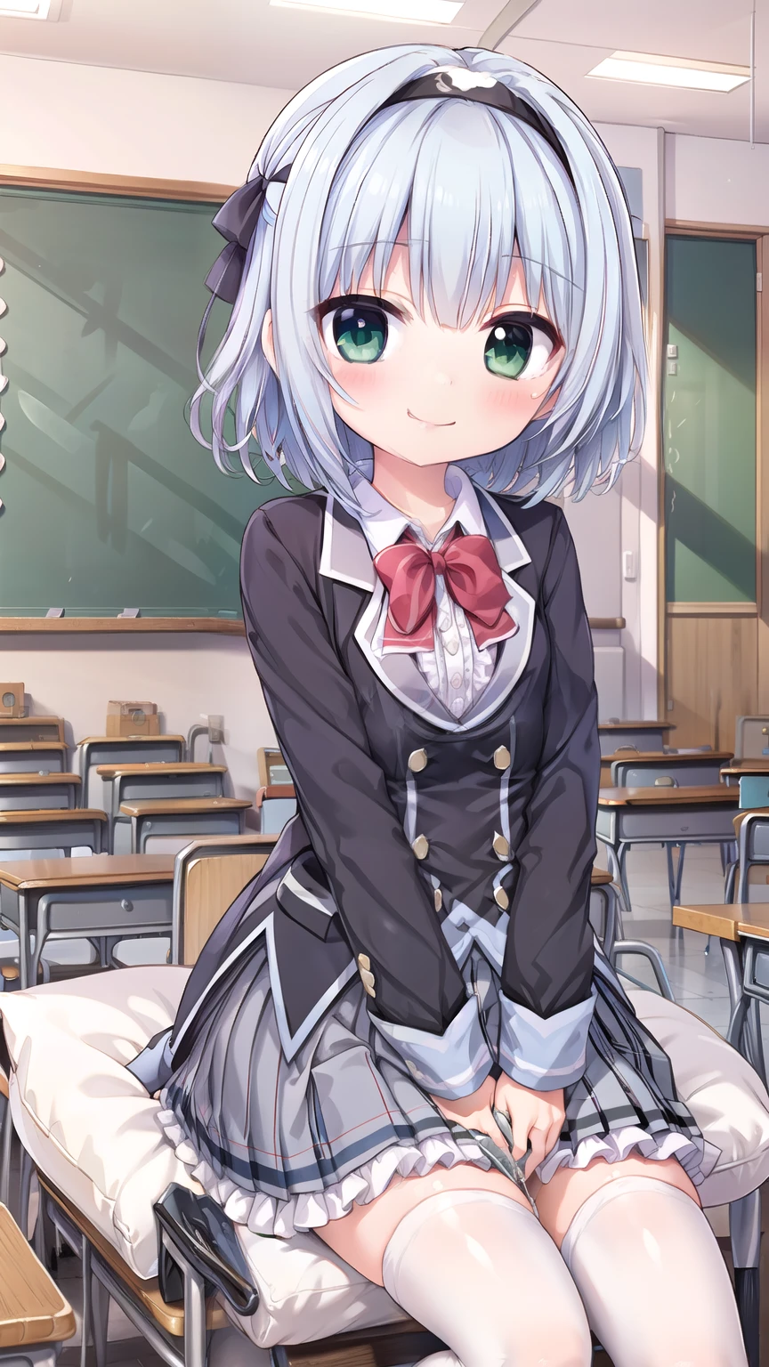 school uniformasumi-default , school uniforms , green eyes , blue hair , Hairband , school uniforms , shirt , pleated skirt , Frill Skirt , black tights , Sitting , Smile , fork_leg , interior , Living_ room , 大leg , Smile , cute_ Smile,masturbation
pillow humping
humping