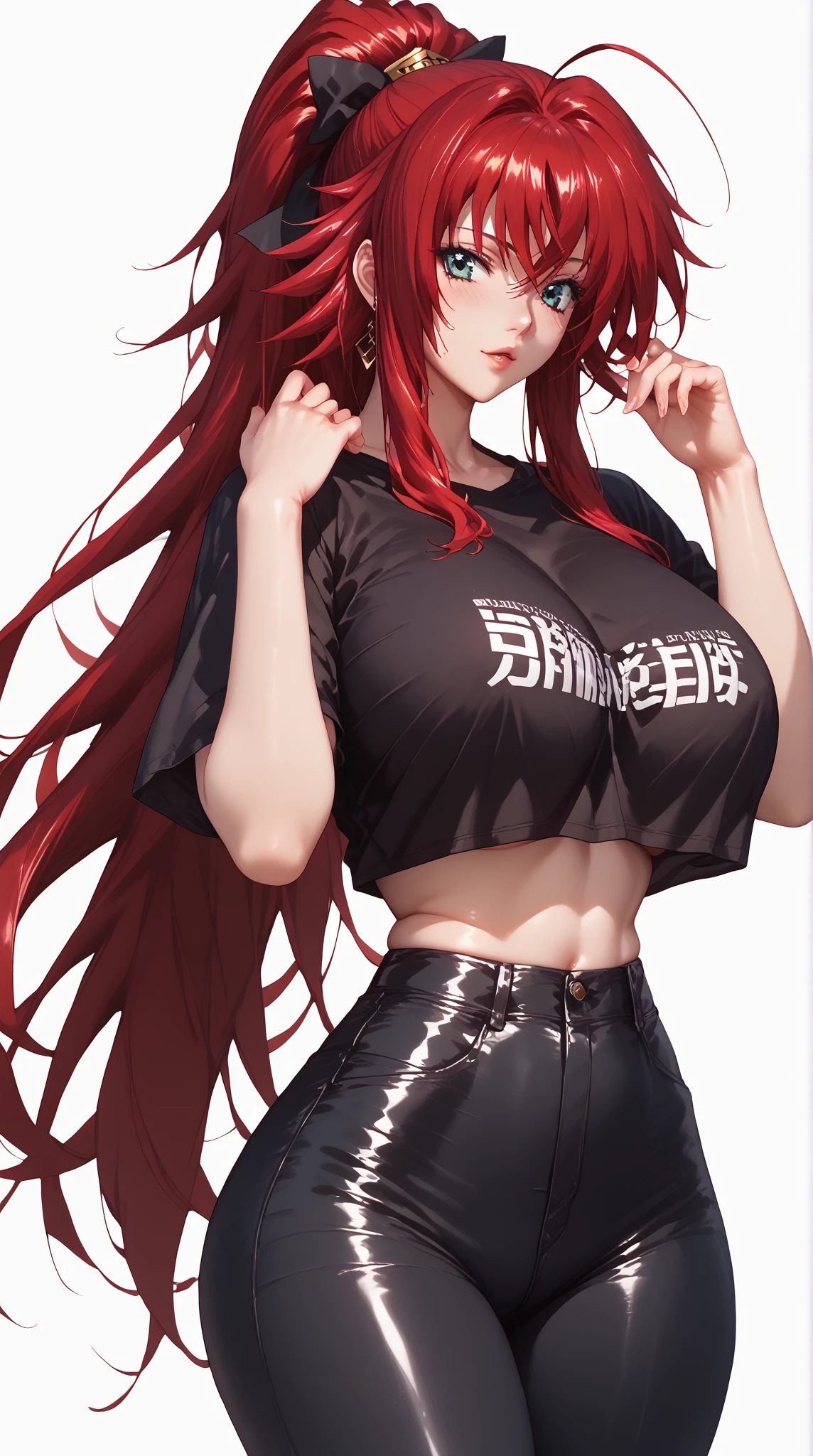 Big breasts,big butt, no bra,black underwear, big thighs