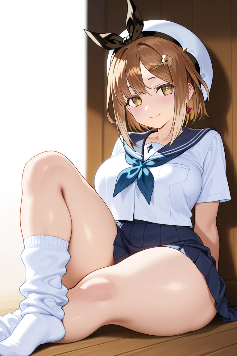 (((1girl))), ((best quality)), ((masterpiece)), ((ultra-detailed)), (illustration), (detailed light), (an extremely delicate and beautiful), (beautiful detailed eyes), (sunlight), ((extremely light)), ((extremely clothes)), (((hyper detail)))
(((sailor uniform and a brief pleated skirt))),
,
((wavy short manisy bob)), ((((yellow gold hair)))), (((short hair))),
(((deep red eyes))),
(((whole body))), aged 13 to 16,
(((condescending expression))), (mischievous smile with sexual satisfaction), (((extra adorable))), (((extra slender shape))),
(((extremely beautiful detailed face))),
(((squatting on the sofa))), (((((Dutch angle))))),
((())), ((exposed pale pink panties)),
(((extremely thin thighs))), (((white stockings)))