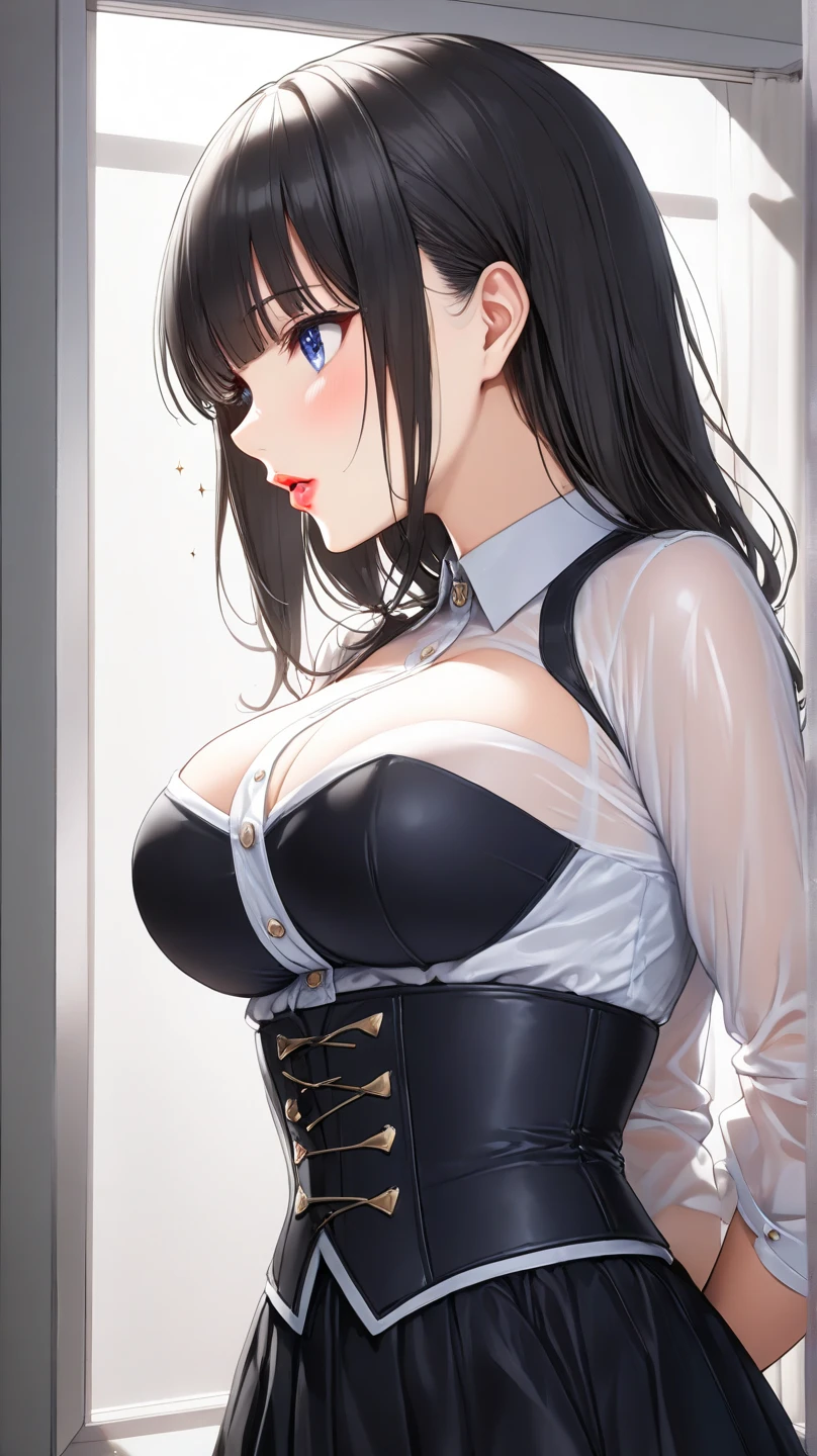 teens girl，First love，beautifullegs，Clear texture，close-up on legs，8K，Hyper Real，Sweet girl，duck sitting，Girl with short hair and sweetness，Contemptuous eyes，weeping，‎Classroom，Cultural festivals，jpn，seductiv，Superskirt，pantyless，Deep blue hair，HD genitals，genitals visible， Visible nipple，short detailed hair，oestrus，pleatedskirt，Asian people，paleskin，The erection，areola of breast，Delicate sexy（鎖骨：1.3），（mediuml breasts：1.20），shiny pink lips， Fluoroareola，Transparent fabric，highdetailskin， skin pore，16 yaers old，adolable，Low height，No shoes，Black transparent polo shirt，No buttons，Expose one ear，ssee-through，black lence stockings，black lence stockings，black lence stockings，Photorealistic，Clean face，Pure，White face，Beautiful feet，freckless，