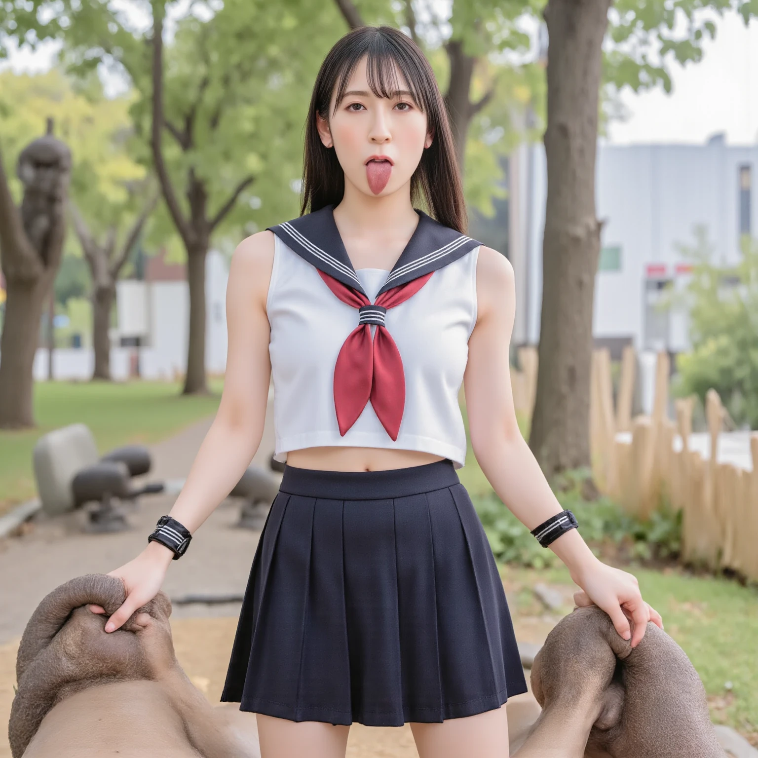 My daughter is a cute, 20-year-old Japanese girl who is as pretty as a 15-year-old idol.、Bikini-style cheerleader uniform、She is facing a 75-year-old man and kissing him.、Small bust size、whole body、RAW Photos、Genuine、High resolution、Life、No copyright notice