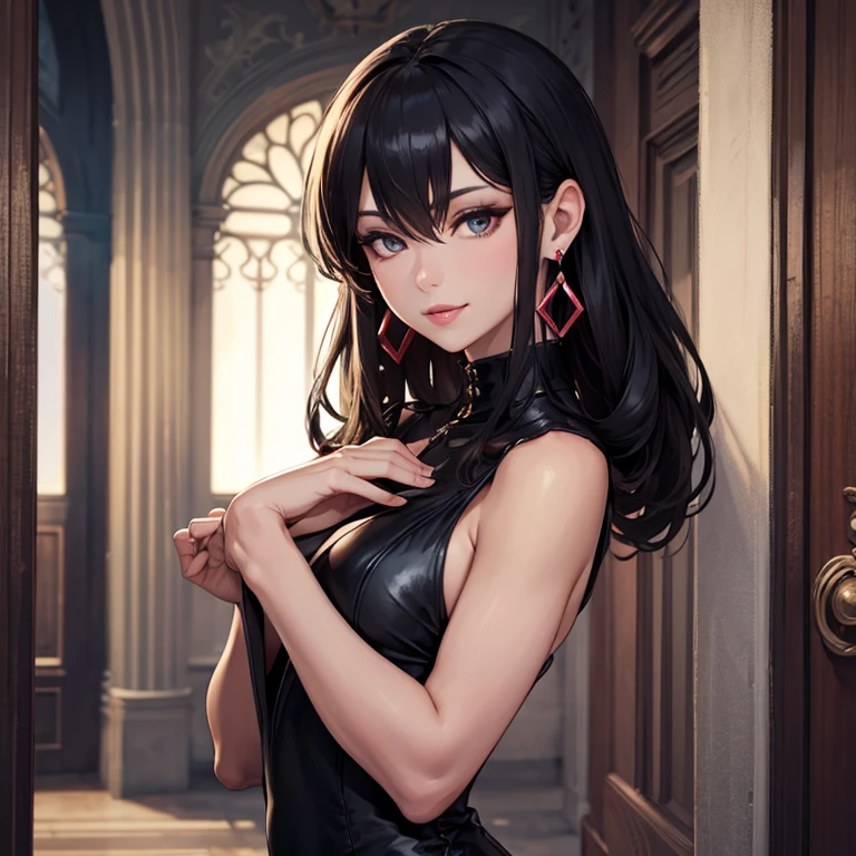 Una mujer vestida como Xena, The warrior princess and with a strange style of hair and makeup, Pose for the cover of a rock metal album. (La mejor calidad) obra maestra (pechos grandes) ((cabello rubio)) (cuerpo delgado)