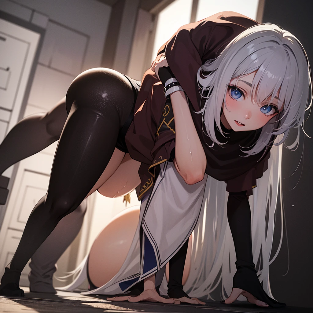 One Girl、Human Girl、Silver Hair、Long Hair、Gothic fashion、Torn clothes、On all fours、Tons of zombies、Huge Horse Cock、Huge horse penis、Tons of zombiesとセックス、Sex with a Giant Horse Head Demon、2-hole penetration、Intense sex、A penis as big as your arm、A dick as big as your arm、(Huge penis:1.6)、It's in the girl's pussy、The girl's belly is swollen with cock、A lot of semen、Girl's Ahegao Face、indoor、In the cage