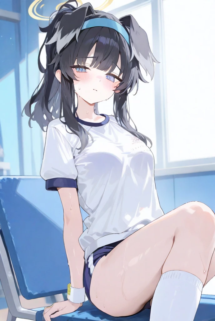 solo, 1girl, looking at viewer, 2D, anime, anime coloring, full body, (solid white background:1.3), miyuki shiba, maid bikini, porn, kiss, looking at viewer, straddle me, smile,bed room,sleep position, kiss me