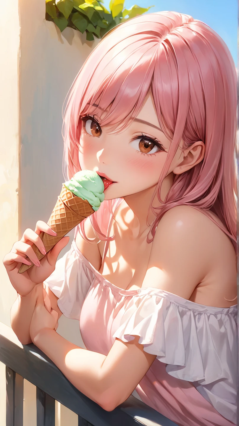 masterpiece,best qualtiy,1girl,popsicle,popsicle_licking,blush,tongue