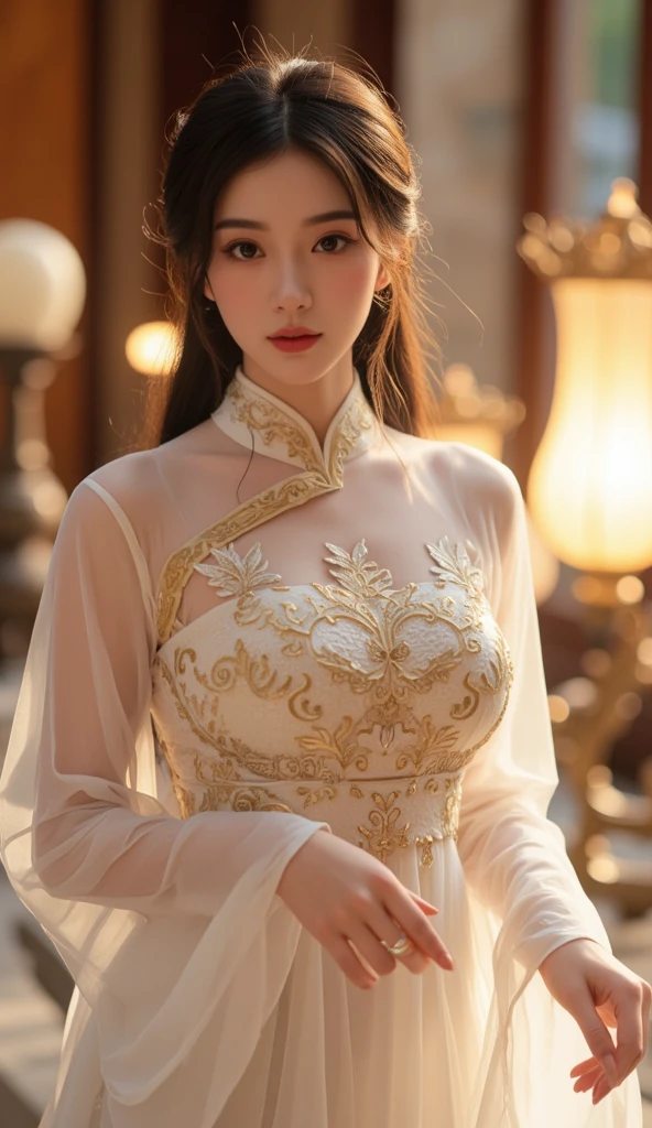 Masterpiece,(best qualtiy),highly detailed,Ultra-detailed,Lady,Celebrity:Xiao Yu,(Hanfu:1.1),(Elegant temperament:1.2),(Bigboobs:1.3),(Semi-Dressed),(softlighting),(high high quality:1.4),(Detailed),(k hd),(Earrings),(Hairpin),(Exquisite),(Masterpiece),16k,The upper part of the body