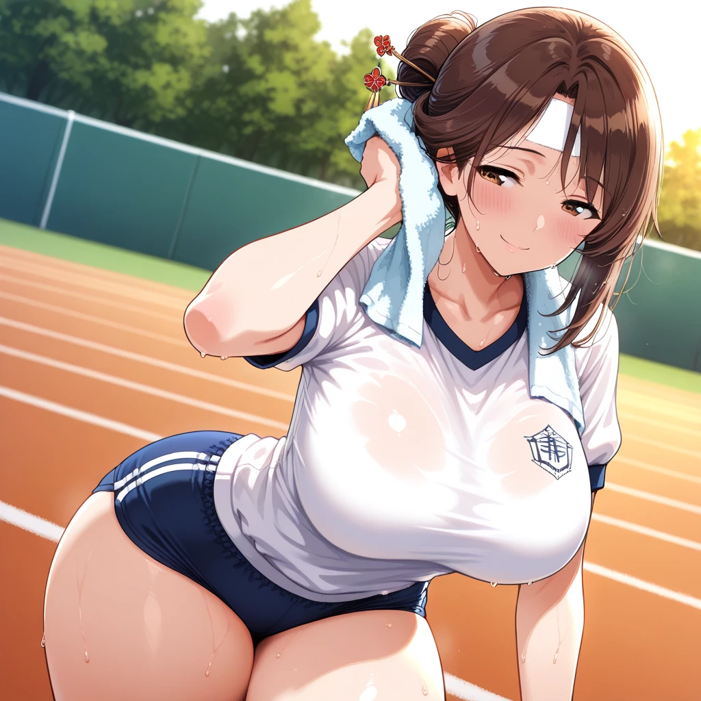 (Beautiful nipples 、toppless、large areola、perfect bodies,shinny skin:1.5)、masutepiece, Best Quality, ultla detailed, Realistic, hight resolution, 8K, 1girl in, Sexy tennis player, Mini skirt, Erotic, Naughty, Sexy, soft boob, Playing tennis, Dynamic Pose, Tennis Court, Sweating,((Nipples are visible)),