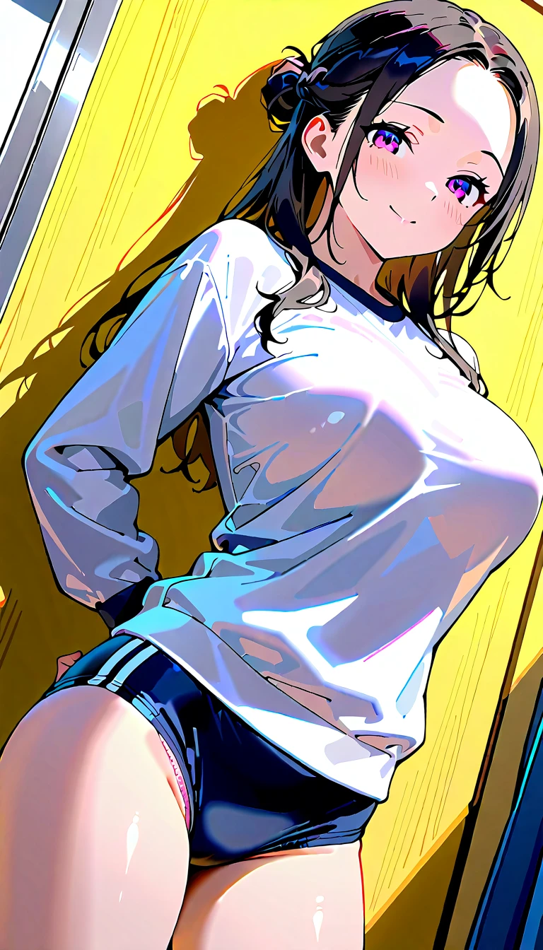 (masterpiece, best quality:1.2), 1girl, solo,standing_split,
long hair, White sleeveless tank top,blue denim shorts
