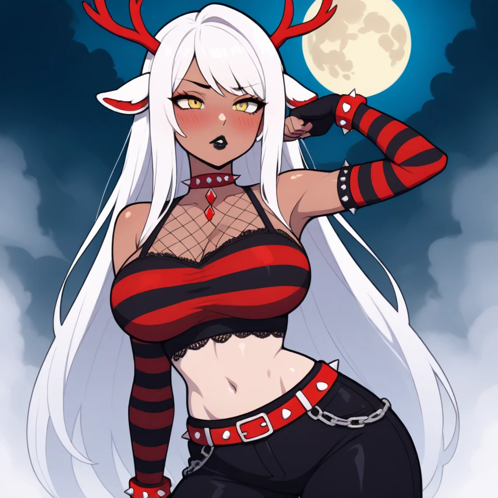 full-body, stand, side, pose for photo, pose(masterpiece, best quality:1.4), absurdres, highres, ultra detailed, beautiful, (secretary), (perfect face, detailed face, beautiful:1.3),(natural breasts, cleavage), collarbone, fingerless gloves, gloves,spaghetti strap top, black pencil skirt, tight, over the knee skirt, hat, elegant secretary outfit, thighhighs, thick thighs, thighs, multiple belts, More detailed 8K.motor irreal:1.4,UHD,La mejor calidad:1.4, fotorrealista:1.4, textura de la piel:1.4, obra maestra:1.8,obra-prima, mejor calidad, (detailed face features:1.3),(manos detailed)