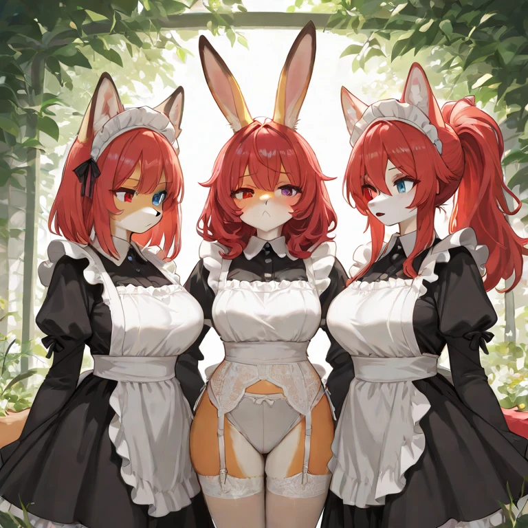 Rabbits, pigtails, small, nipple seals, huge thighs, thick eyebrows, thin waist, female brat, beautiful blonde, braids, mushrooms, mushroom costumes, mushroom accessories, simple background, (masterpiece), ((highest quality)), (super detailed), girls, (beautiful eyes)), beautiful detailed eyes, clean and detailed face, five fingers, textile shading, perfect anatomy,