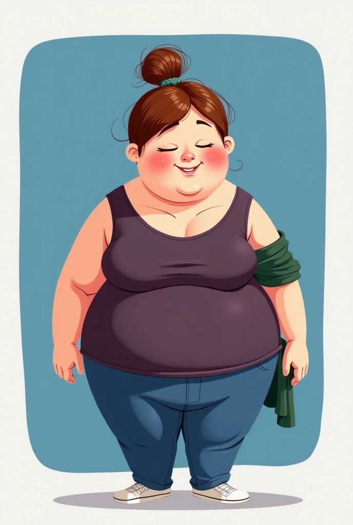 Fat obese, sssbbw, gluttony, high school girl, pixar animated, toothy grin, grabbing belly, Masterpiece_v1.2, expert workmanship,