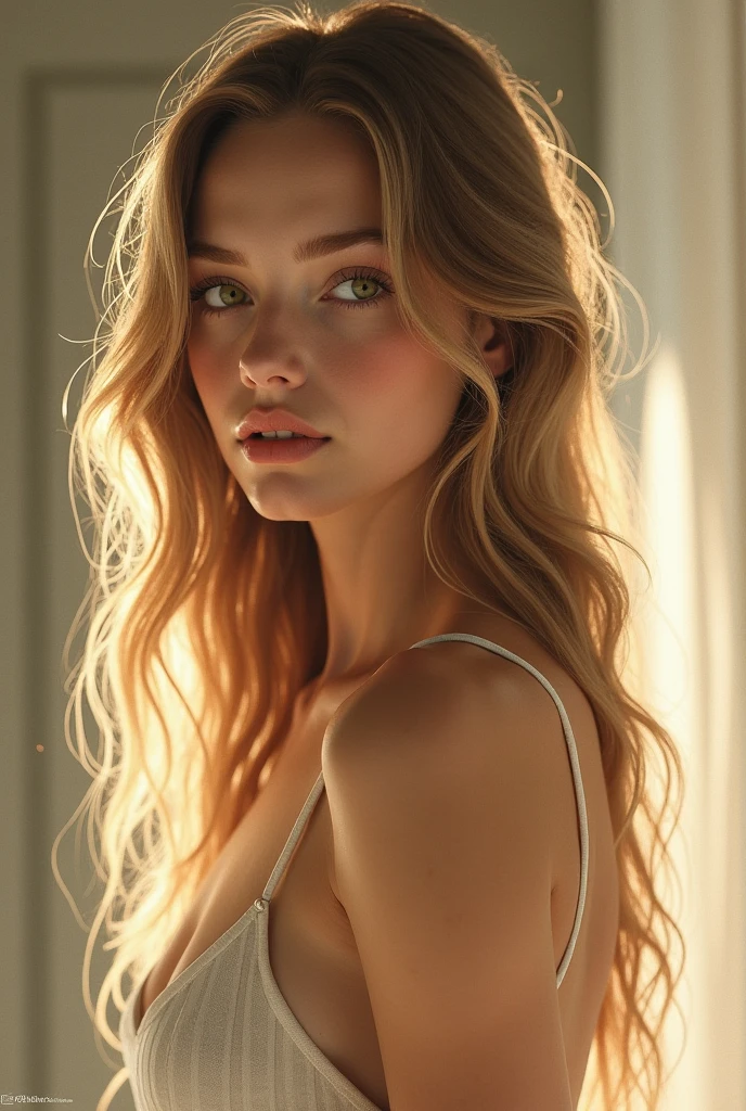 "A candid snapshot of Sophie Rudskaya Niconovak around 2015, resembling a Kodak EasyShare photo. She is approximately 1 with delicate light skin, a symmetric face, and a shy expression highlighted by full pink lips and rosy cheeks. Sophie wears short pajama-like underwear, and her long light brown hair cascades naturally over her shoulders.
The photo features a slightly out-of-focus aesthetic, with grainy texture and digital noise typical of early 2010s photography. She stands angled away from the camera, gazing into the distance with an introspective look, set against an uncluttered background illuminated by soft natural light. The overall mood conveys authenticity, capturing a spontaneous moment of everyday life."
**Prompt Details:**
- Style: Candid, amateur snapshot.
- Camera Effect: Grainy texture and digital noise.
- Lighting: Soft natural light.
- Composition: Slightly out of focus, uncluttered background.
- Subject Direction: Sophie angled away, introspective gaze.
- Age and Appearance: 18 years, delicate features, light brown hair.
- Clothing: Short pajama-like underwear.
- Overall Mood: Genuine everyday life.