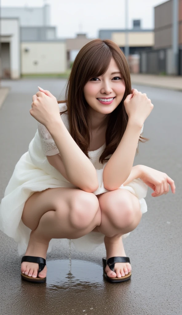 laughter、I can see white panties、Side waves with a short cut、