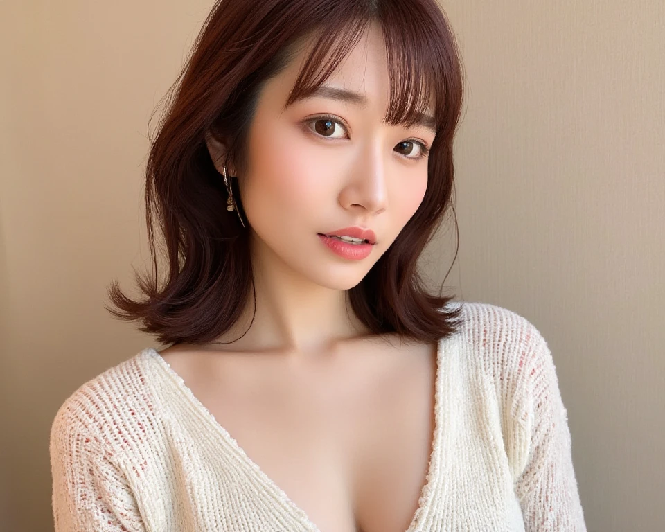 ((Best picture quality, 8K, tmasterpiece:1.3)), 1girll, 纤细美女:1.3, (Casual hairstyle, No leakage of big breasts:1.5)，nice breasts，Natural breastig assa，1.3），black color dress:1.2, Ultra-fine face, A detailed eye, 二重まぶた，ssmile，The upper part of the body，hands behind body：1.2