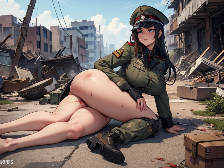 ((blackhair hair long hair))),Yellow smoke,Attacked by farts, Attack with farts,)),(attacks general with farts)),((Sticking out the butt)),((wearing a military soldiers outfit)),velocity,, (((Yellow smoke is rising ))),((Hip Attack)),((),((Facing this way))),​masterpiece:1.2、top-quality)、(the Extremely Detailed CG Unity 8K Wallpapers、ultra-detailliert、Best Shadows)、(细致背景)、(The best lighting、extremely delicate and beautiful)、depth of fields,((Girl fart)),(),(((((There is a male general and a female military soldiers.......))))),(((Female military soldiers attacks male general in the face with a hip attack..))),(((high-handed female military soldiers)),(((A male general who endures pain))),((big boob)),((big butt)),,((the camera record them)),((farting on general room)),(),((general room))