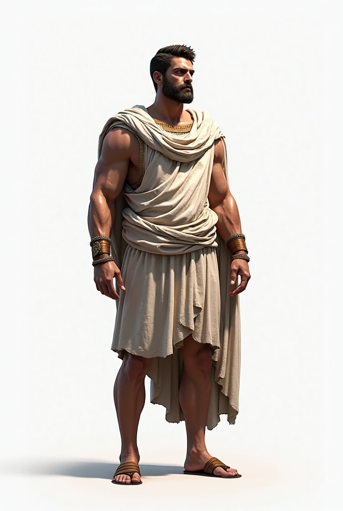 (masterpiece), ultra detailed, 3 views, character view (Front view, side view , back view), (detailed character sheet) , reference sketch of a god, God of Greek mythology, His physical appearance is often portrayed as having a strong and muscular build., by rubio, Wearing traditional Greek white clothing, like a loose tunic or chiton, Ultra-realistic, crisp, intricate details, intricate details, and style, Simple background illustration.