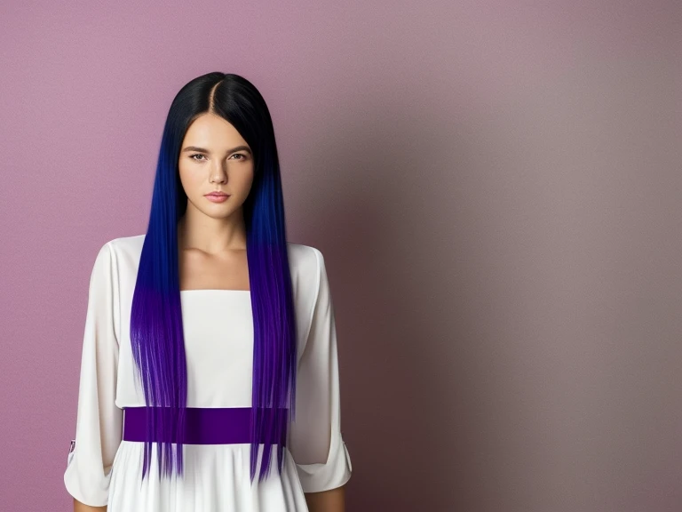 Beautiful realistic girl with blue long hair... ,..... ,Close-up of clean skin with detail ,full length,in short red and black mini shorts and a pink blouse,on a purple background,high quality 8k, high quality с высоким разрешением, Rich colors, Soft light, Super detailed photos. high quality, 8k Ultra HD, High Definition, Noise suppression, яркие Rich colors.. high quality, 8k Ultra HD, High Definition,