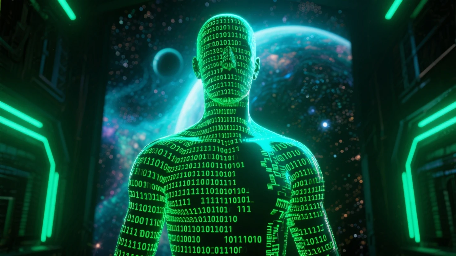 <lora:aioverlord:1> a holographic aioverlord controlling Amazon Distribution, green, Christmas, holograms