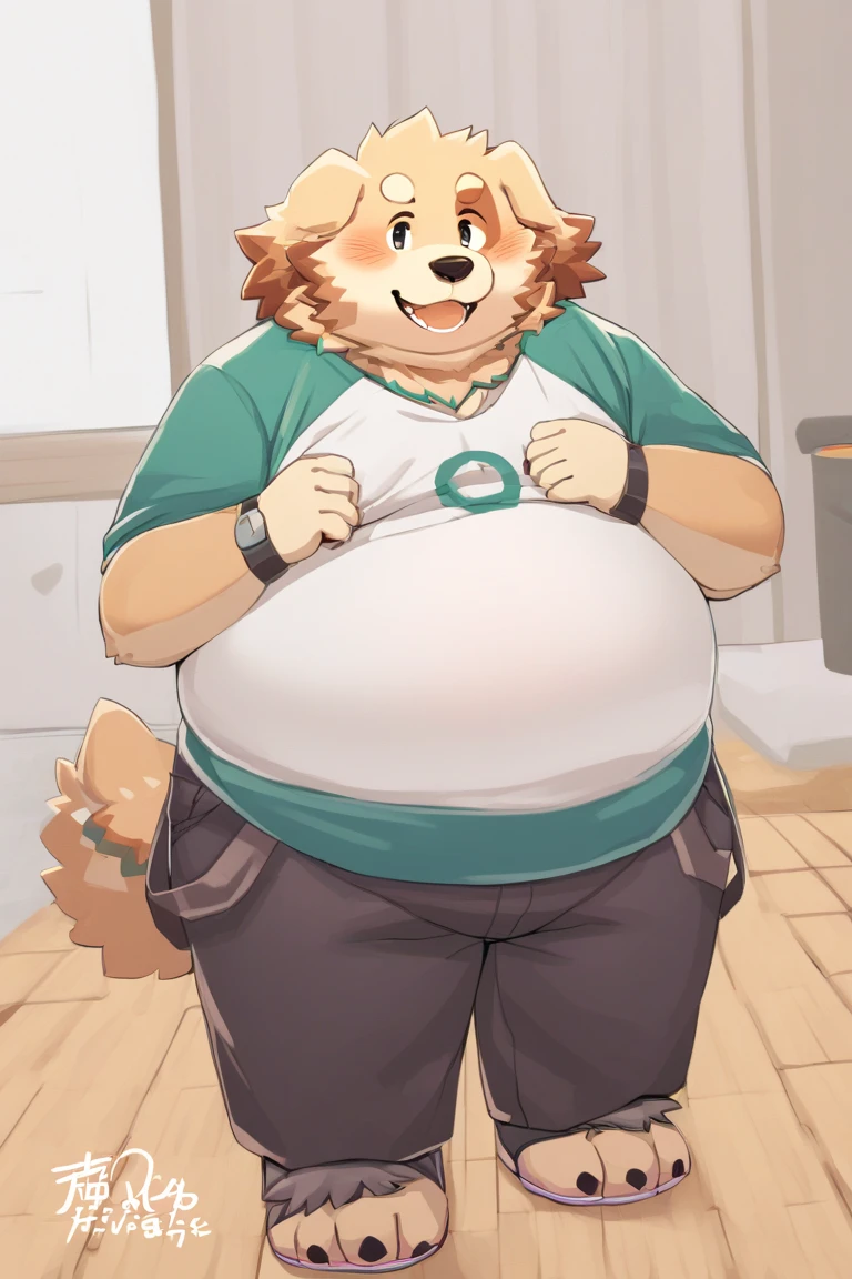Scribble 绿色柴dog face,Cute face,Humanity(dog),(Topless:1.3),Chubby,(Black eyebrows:1.1),(Erotic panties),(Perfect black eyes),(artist:Takemoto Arashi),(Bulging buttocks),Bedroom scene,Green fur,Tears,Sad expression。