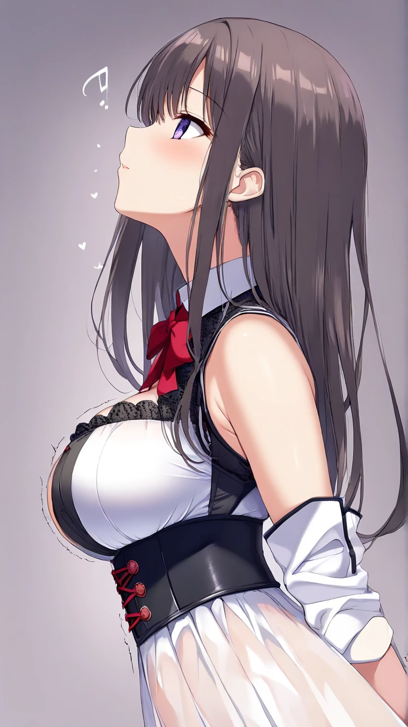 masterpiece, high quality,1girl,black long hair,White semi-transparent shirt, (bandaids_on_nipples, areola_slip, bandaid),small breasts,upper body
