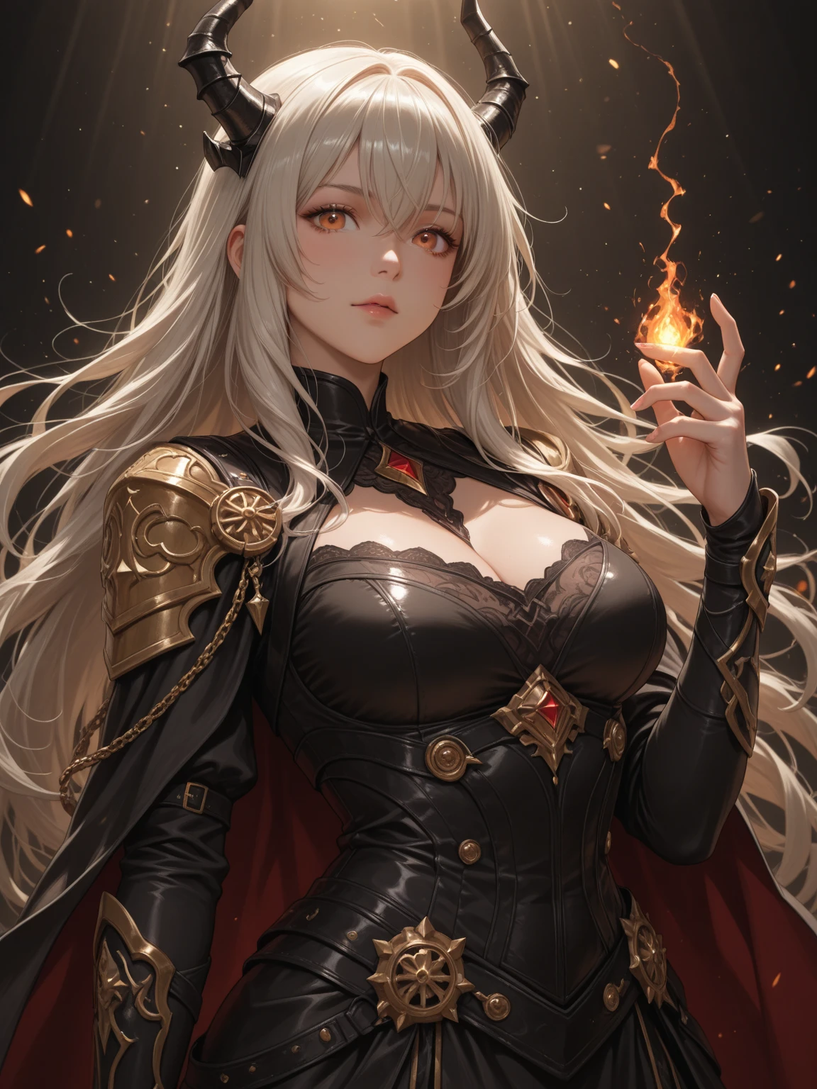 8K resolution, masterpiece, Highest quality, Award-winning works, unrealistic, From above, erotic, Only sexy women, healthy shaped body, 22 years old, Black Mage, Height: 165cm, huge firm bouncing busts,, Silvery long wavy hair, Detailed facial depiction, break, Mysterious blue eyes, Standard nose, eyeliner, Pink Lips, Sexy long legs, Transparent muscle, holy knight, Gothic ruffle long dress, A dress with a complex structure, Seven colourful dresses, Clothed in flames, royal coat of arms, elegant, Very detailed, Delicate depiction of hair, Miniature Painting, Digital Painting, artステーションコンセプトart, Smooth, Sharp focus, shape, artジャム、Greg Rutkowski、Alphonse Mucha、William Adolphe Bouguereau、art:Stephanie Law , Royal Jewel, nature, Symmetric, Greg Rutkowski, Charlie Bowwater, unrealistic, Surreal, Dynamic Lighting, ファンタジーart, Complex colors, Colorful magic circle, flash, dynamic sexy pose, A kind smile, Mysterious Background, aura, A gentle gaze, break, Small faint lights and flying fireflies, night, lanthanum, 山の頂From above下界を見下ろす, Starry Sky, milky way, nebula, shooting star, A sacred staff that emits a brilliant light, Back view, Facing the camera