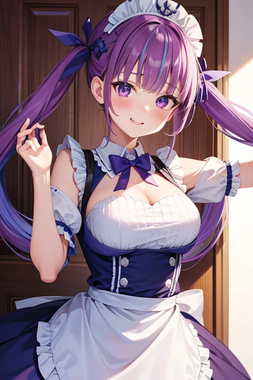 NSFW, masterpiece, best quality, ultra-high-detailed,1boy, 1girl, blush, open mouth, (Nose Blush:1,2), crying, (embarrassed, blush:1.3, ecstasy:1.5, slut:1.5, fucked silly:1.4), (cowgirl position:1.5), girl on top, hetero,
1girl, minato aqua, long hair, multicolored hair, dress, twintails, maid headdress, colored inner hair, purple eyes, anchor symbol, blue hair, bow, two-tone hair, short sleeves, braid, blue dress, wrist cuffs, ribbon, bangs, drill hair, blue nails, twin drills, puffy short sleeves, hair ribbon, purple hair, puffy sleeves, ahoge, ankle cuffs, dress bow, maid, frills, nail polish, streaked hair, white bow, large breasts, cowboy shot, ((best quality)), ((very detailed)), masterpiece, absurdities, (detailed eyes, deep eyes), detailed pupils, bright face, sexy body, big breasts, narrow waist, medium hips, wide thighs, perfect hands, perfect anatomy,
pov, (sex:1.2), (penis:1.2), vaginal, straddling, sweat, looking at the viewer