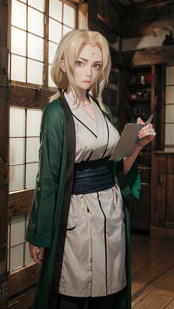 Tsunadens, Tsunade_senju, mulher, corpo inteiro, melhor qualidade, alta resolução, imagem distinta, cinematiclight, intrincado_detalhe, Altas, Arte Oficial, rosto bonito finamente detalhado, High resolution illustration, 8k, intense dark shade, overexposure, 1girl, sozinho, Seios enormes, quimono, decote, sorrir, , somente_Ombros, Dentro de casa, alcohol, garrafa, sake_garrafa, copo, segurando, desligado_ombro, (cabelo detalhado), (obra-prima), (melhor qualidade), (ultra-detalhado), foco nítido,  rosto detalhado, ((anatomia perfeita)), anime de alta qualidade, Estilo de Arte de Anime, perfect  lighting, (detalhes intrincados), (profundidade de campo), corpo inteiro, melhor qualidade, alta resolução, imagem distinta, cinematiclight, intrincado_detalhe, Altas, Arte Oficial, rosto bonito finamente detalhado, High resolution illustration, 8k, Dark intense shading, overexposure, 1girl, sozinho, (cabelo amarelo: 1.4), cabelo longo, cabelo ondulado, (bras + hand + 1_polegar),  Cinco dedos cada, perfect hands, NSFW