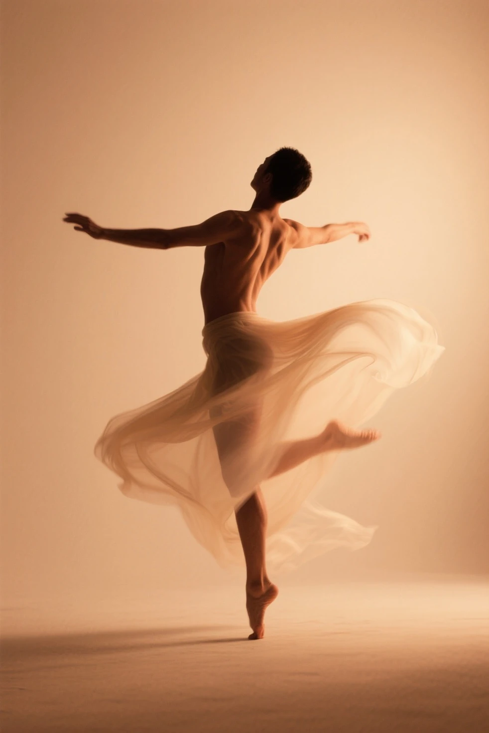 Mark of the Soul Dancer, 25 year old man dancing alone, souls,bare feet,Baggy, worn-out clothes, electronic music movements, proffesional,Finger tips, butterfly wings,Very contagious,Light and Shade,minimalism,artistic conception,clean dark background