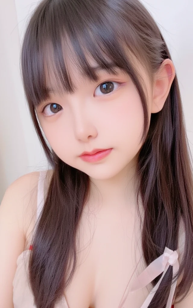 (4k, Best Quality, High Resolution:1.1), (Realistic, Photorealistic:1), Cute Girl With Flat Breasts, Asuka, (Cute:1.8), Cuties, Solo, (Flat Breasts:1.2), Detailed Black Eyes,Innocent Eyes, Blushing, Random Costumes, Masterpieces, Beautiful Lighting, Cinema Lights, Film Grain, Jewelry, Heart-Shaped Necklace, Earrings, Bangs, cherry colored lips, hair ribbon, ribbon, bow, hair bow, twin tails, staring at the beholder, long hair, upper body, open lips, upper teeth, (smiling eyes:0.6), depth of field, blurry background, eye focus, bokeh, 85mm lens, f/1.4 , professional lighting, photon mapping, radiosity, physically based rendering, high detail, masterpiece,