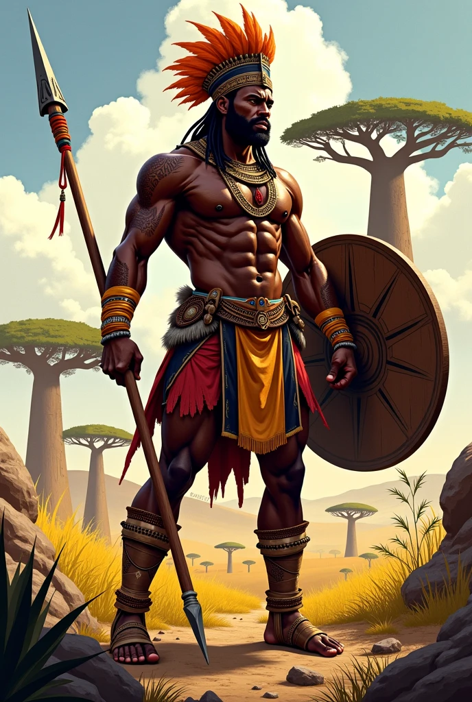 Fit lean lynx, femboy, male, with flat chest, big black nipples, toned, nature background, plantigrade, long wild dreadlocks, white loincloth, african, dark skin, congo