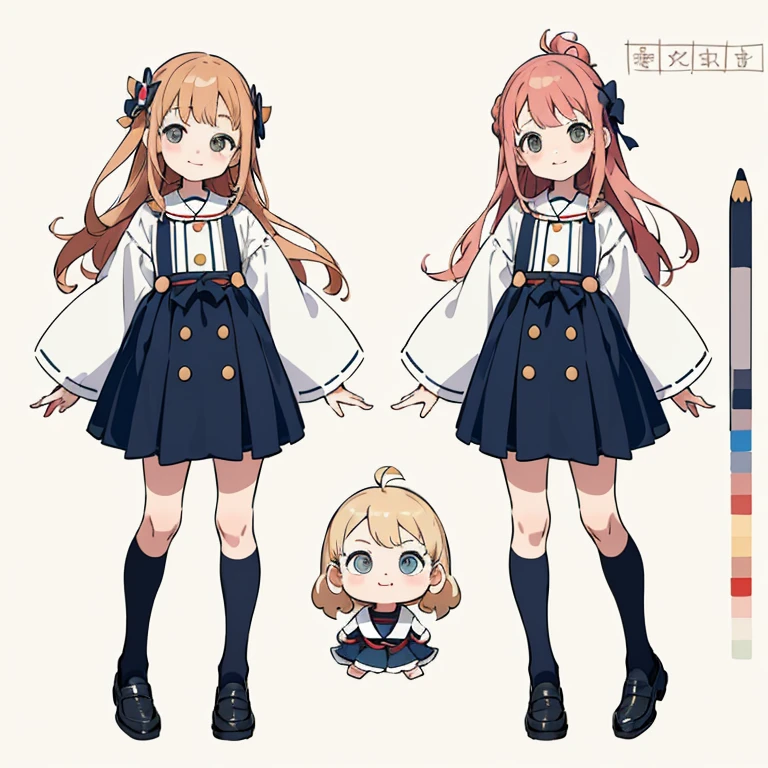 1girl,(((Perfect Anatomy、Highest quality、Masterpiece、Official Art、Super detailed、Dynamic structure、Anime Style)))、Elementary school students、Redワンピースで腰回りに黄色の大き目のボタン、White Y-shirt、Red🎀、White knee-high socks、Brown Loafers、Carrying a red backpack、Recorder is visible from the school bag、Being buffeted by strong winds、Image from above、Strong wind blowing from the viewer's side、Strong wind blowing from the direction of travel, hair blowing back、Yellow simple background、