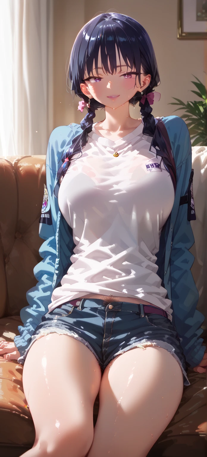 yellow ombre, red hair, sexy, {{swapt bangs}}, {{short hood}}, black socks, long socks, white gloves, blue bands, open thigh, {{cute}}, {{red hair}}, {{medium length hair}}, {{neck level hair}}, {{red hair}, white outside hood, royal blue hood edging, royal blue inside hood, blue-white short hood, white short hood, white hood, blue eyes, 1girl, women, full body, big chest, short hair, trimmed hair, nude, straight hair, naked, messy hair, bright claw, look to camera, {{face camera}}, full body, pubic hair, medieval hood, {{hood pin on side}}, {{hood pin left}}, {{spread legs}}, raised arms, white hood, white hood, hot, jawline, messy hair, thigh leather strap, laying down, vulva, exposed, {{full naked}}, {{raised arm}}, {{full nude}}, {{naked}}, {{nude}}, {{{large breast}}}, medieval, {{bed}}, chest tattoo, slim face, hd, detailed
