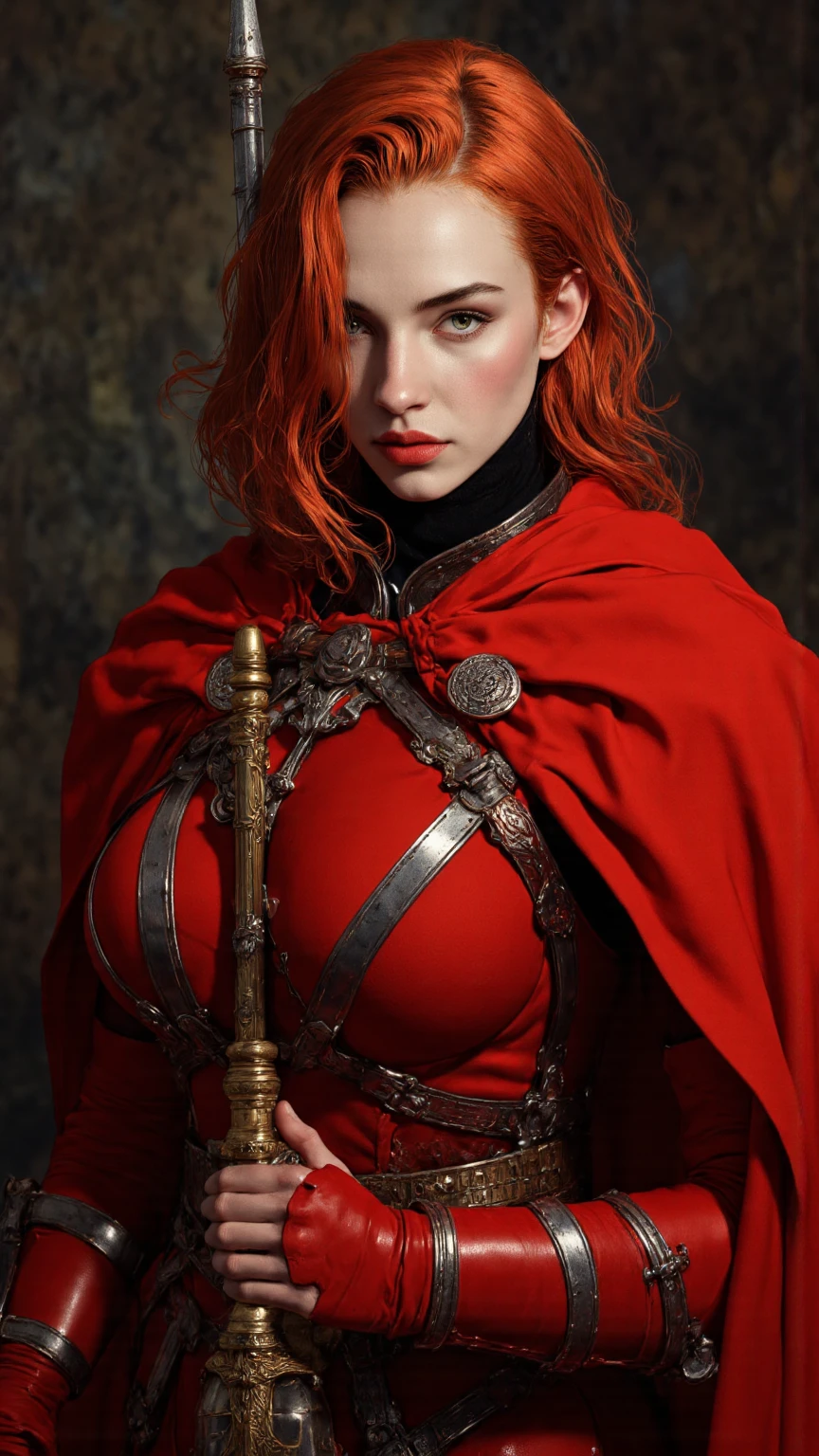 Redhead princess illustration medieval dark fantasy style 80s