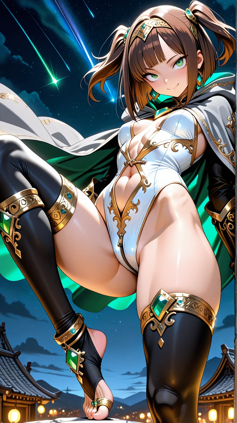 Very detailed CG Unity 8K 壁紙),(masterpiece), (Highest quality), (Very detailed), (Best illustrations),(Best Shadow)Angle from below、Perfect legs、Perfect hands、Big Breasts、bionde、Town、Lift up your skirt with both hands、Underwear is visible、She stands with her legs spread(With legs apart)、Camel Toe