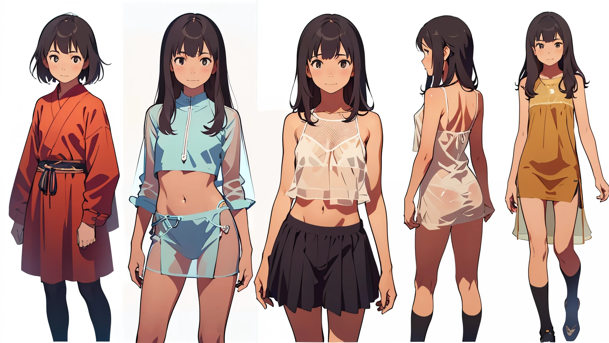 16k works,Highest quality,18-year-old,No background.White background only,whole body、Kneel,Dynamic and sexy pose, One person, Beautiful Face,, Symmetrical eyes, Perfect body, Good balance、 Perfect body、((Clear pink heart print bra))、((Clear pink heart pattern panties))、Wear only underwear、Smooth texture:0.75、I can see your pants、I can see your bra、Bright overall、Black Hair、Brown eyes