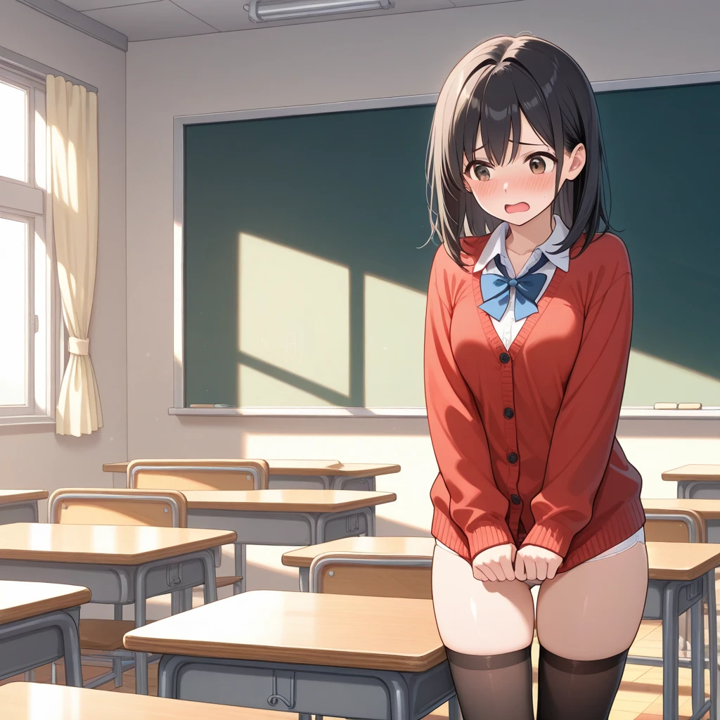 A naked female teacher standing in front of a blackboard, no clothes, no bra, nude, exposed, exposed breasts, exposed pussy, classroom, student, Class scene, masterpiece, best quality, super detail
