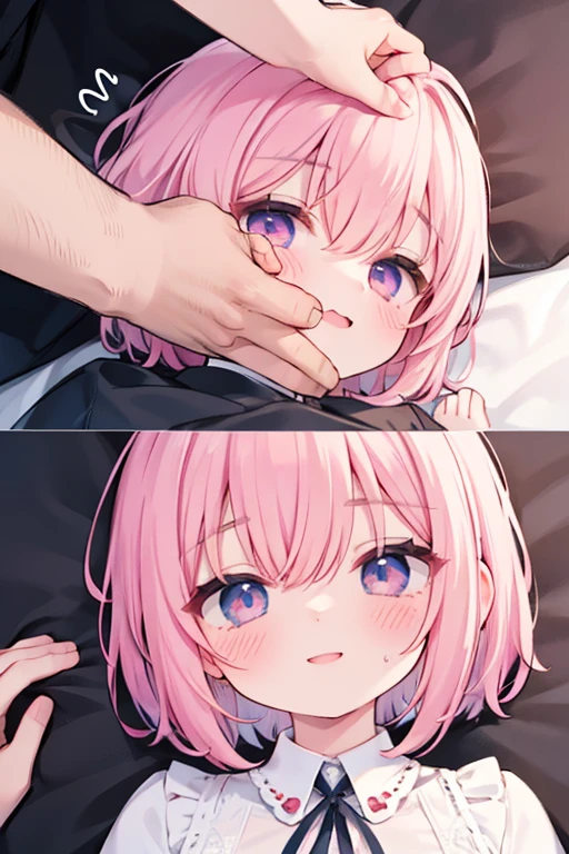 best qualityer, work of art, ultra high resolution, 1 girl yawning, sleeping in bed,, cabelo roxo, bitch, マイクロビキニ, evil, white undershirt