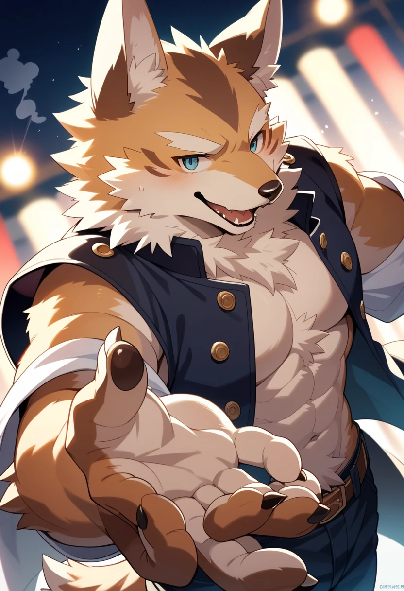 anthro, kemono, male, solo, (((green bear))), (((green fur))), green hair, beard, white eyebrows, mature, sketch drawing, cowboy shot, solo, Perfect red eyes, Collar, Wearing a white suit, (artist:Takemoto Arashi), Look at the audience, Mature face, elder, Simple background, naughty face, glint, longeyelashes, naughty face, (fang out:1.5), Clear facial details, seductive smile, from side, Tonalism, tachi-e, best quality, UHD, super detail, high details