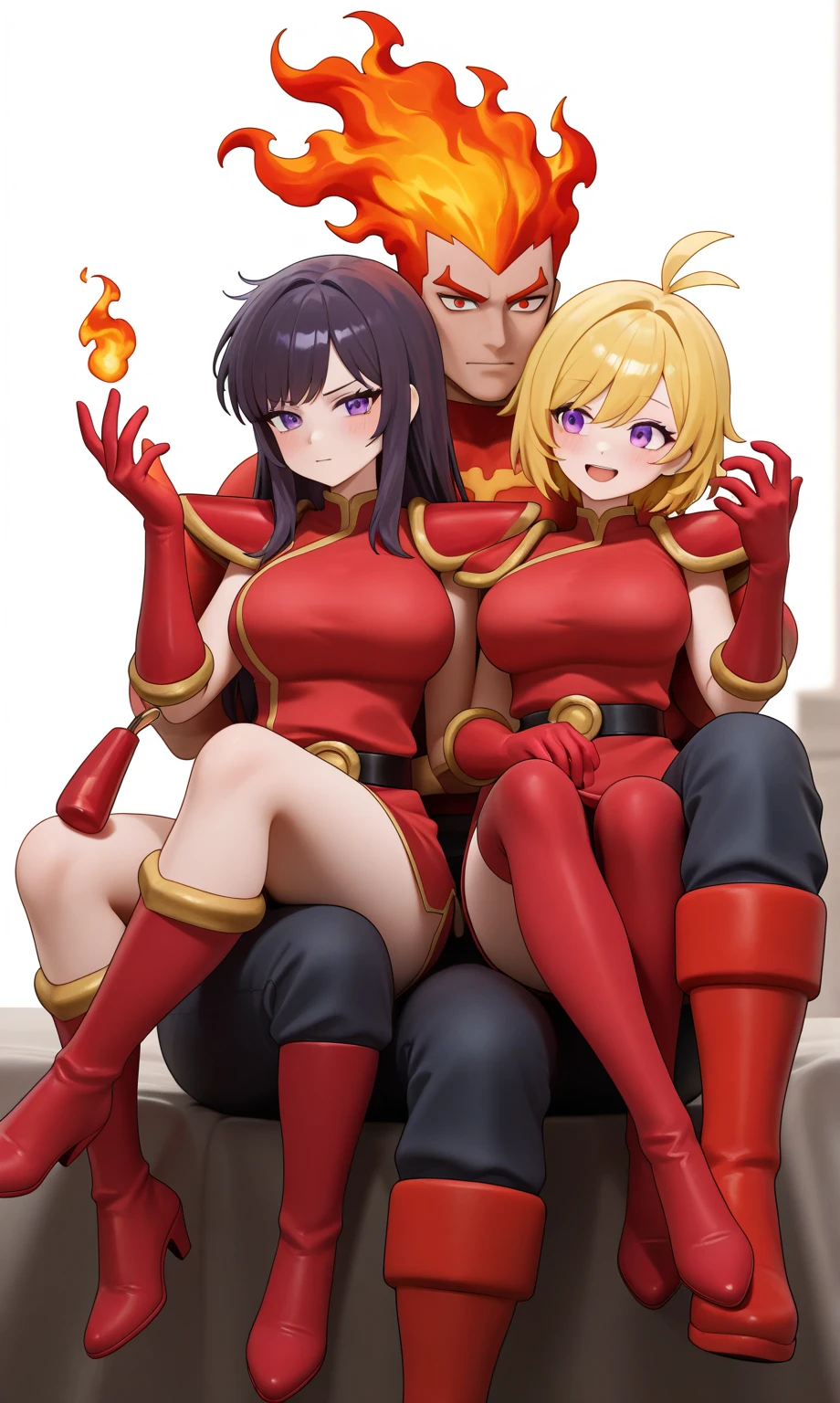 (masterpiece, best quality, high resolution, (pokemon style) ((huge breasts)) a woman, full body evil looking red sentai villainess armor, red and gold sentai helmet with horns,,golden mask, very long red cape, golden scythe with very amlvada red,,((white background,)), ((whole body standing)),