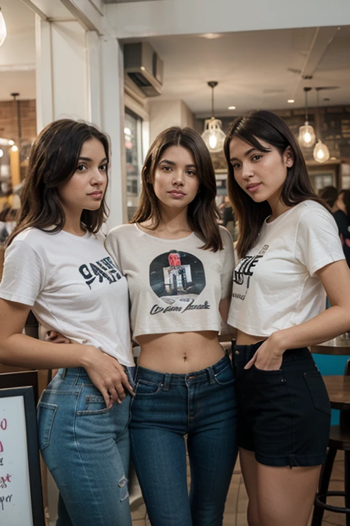 1 garota , madura , blusa preta , Jeans , curvilinea , sentada numa cafeteria na Holanda