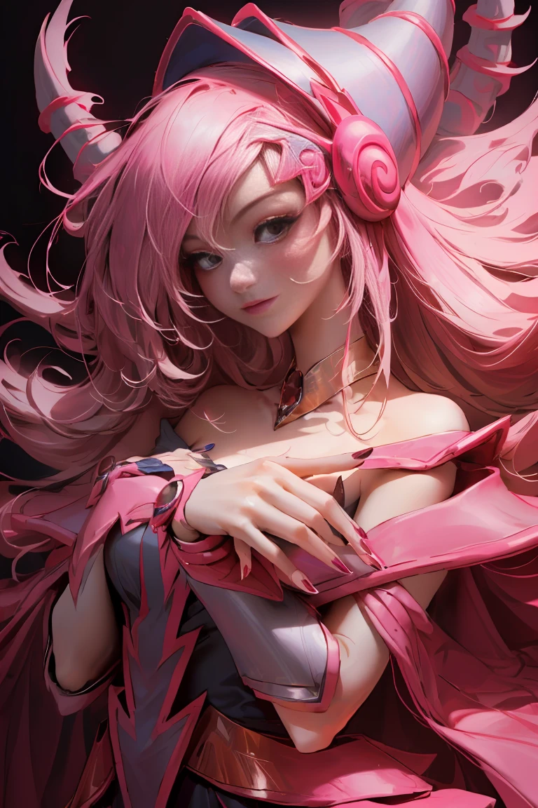 animetoreal, masterpiece, best quality, very aesthetic, absurdres, 1girl, mature_lady,,komeiji_satori(touhou), pink_hair, hairband, heart_hair_ornament,,in heaven,floating_hair,