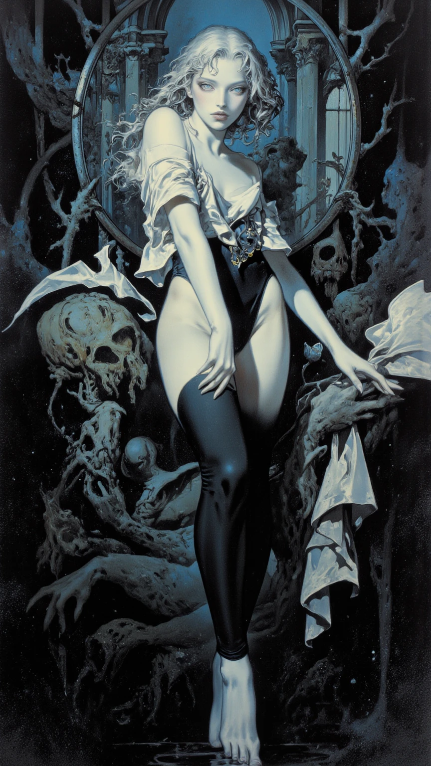 love and death, magic, dark, fantasy, night, inspired by Bill Sienkiewicz