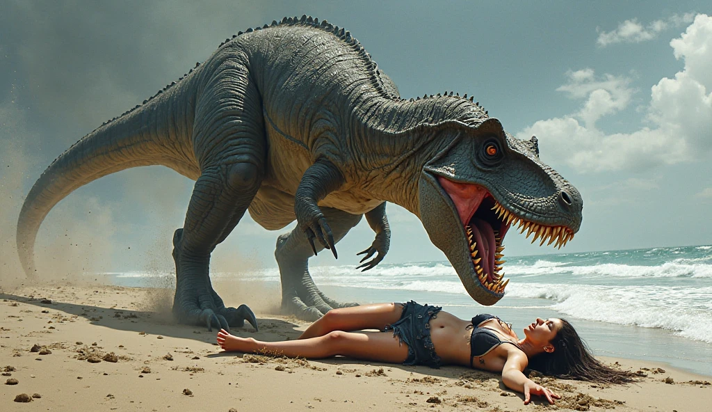 NSFW. (nude) (Nami, large breasts, strip of pubic hair), full body, piledriver anal fucking a (lizardman), ahegao, on a deserted beach, shipwreck, (depth of field) (dramatic sunlight), ((best quality)), ((masterpiece)), (detailed)