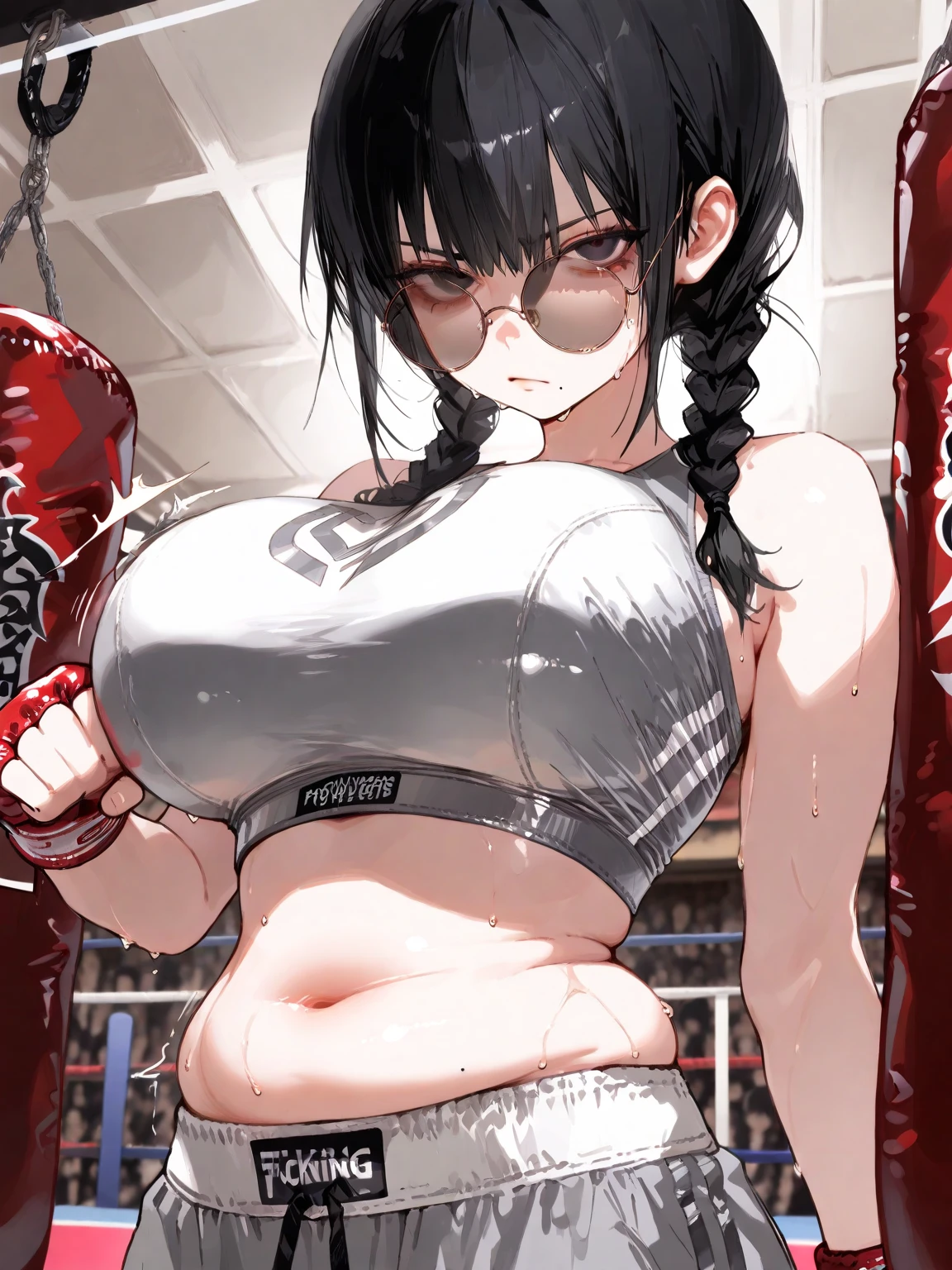 NSFW,BDSM,whole body,score_9, score_8_superior, score_7_superior, 1 Girl,Cute Japanese Woman、25age、Dark Eyes、ponytail, Red sports bra、White shorts, (Camel Toe),(erect nipples),View your viewers,blush,gym,Chain Leash、,legs apart,(kneeling),Ball Gag,Weightlifting,vibrator