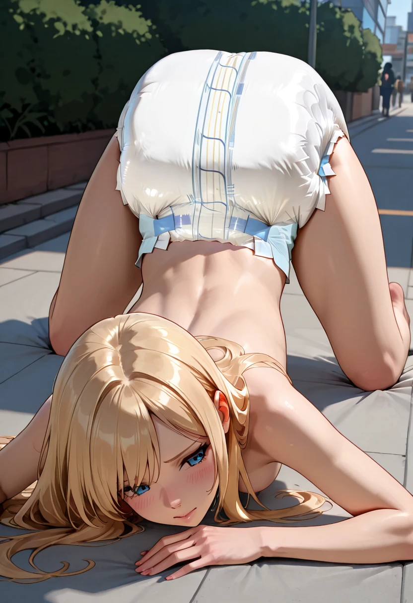 nsfw,,7 years old,from side,1girl,1boy,blow job,fellatio,gal,gold hair,small brests,nippless,cotton panties,cotton bra,kneeling,rope