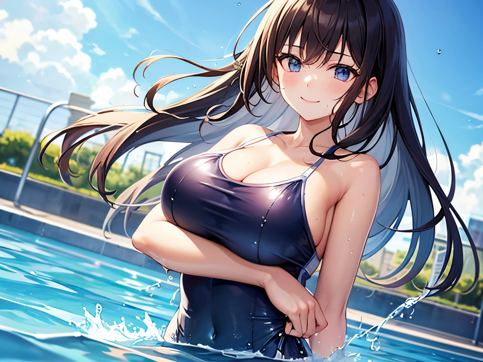 shiba miyuki, Black Hair, blue eyes, Long Hair, hair ornaments, Blunt bangs, ,Big Breasts , Concert Hall, One girl, , Browsing Caution, naked, Snow Field amusement park