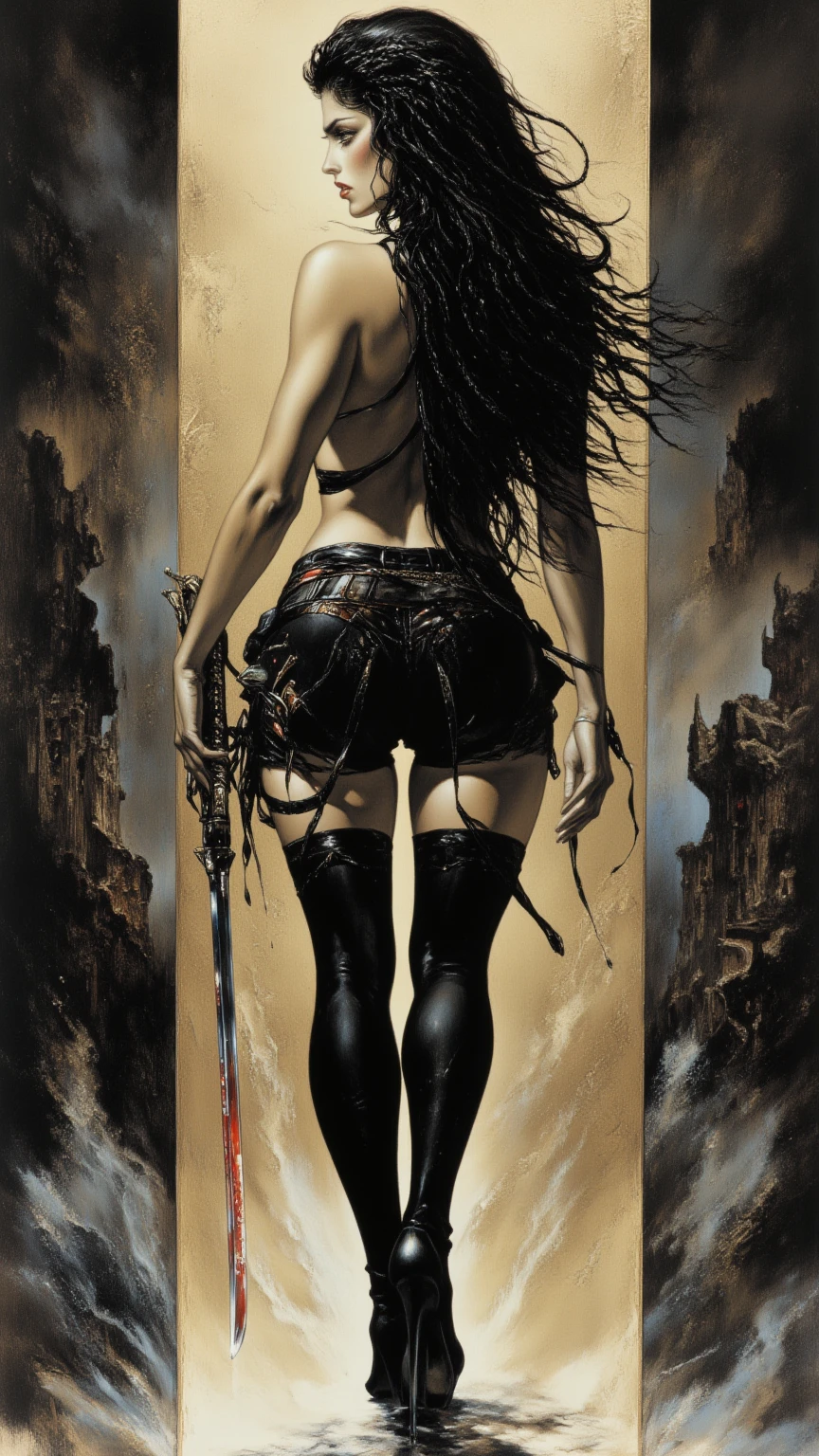 some sexy, dark, loneliness, magic, (art inspired by Bill Sienkiewicz, intricate details, oil painted )