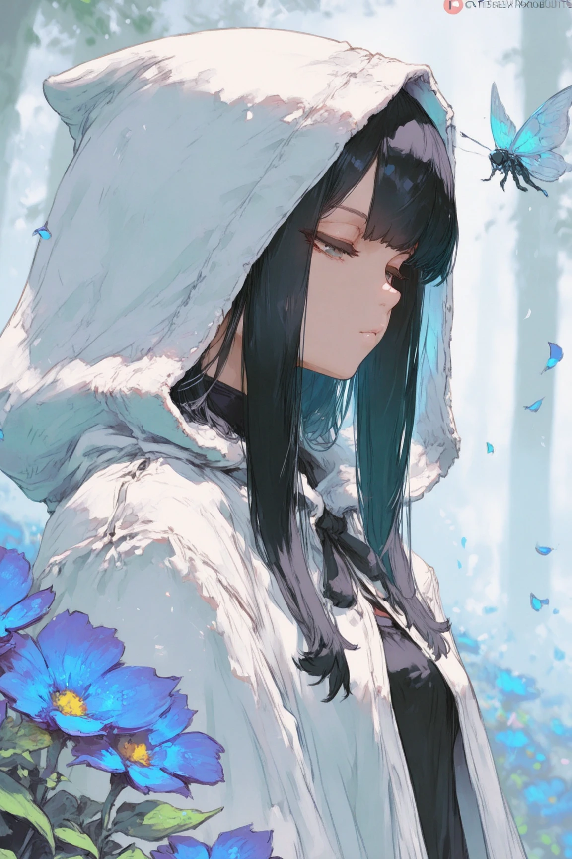 masterpiece, best quality, amazing quality, very awa, absurdres, newest, very aesthetic, 1girl, solo, long_hair, black_hair, choker, looking_at_viewer, black_choker, lips, curtains, wavy_hair, zuruota, sakimichan:0.5, 