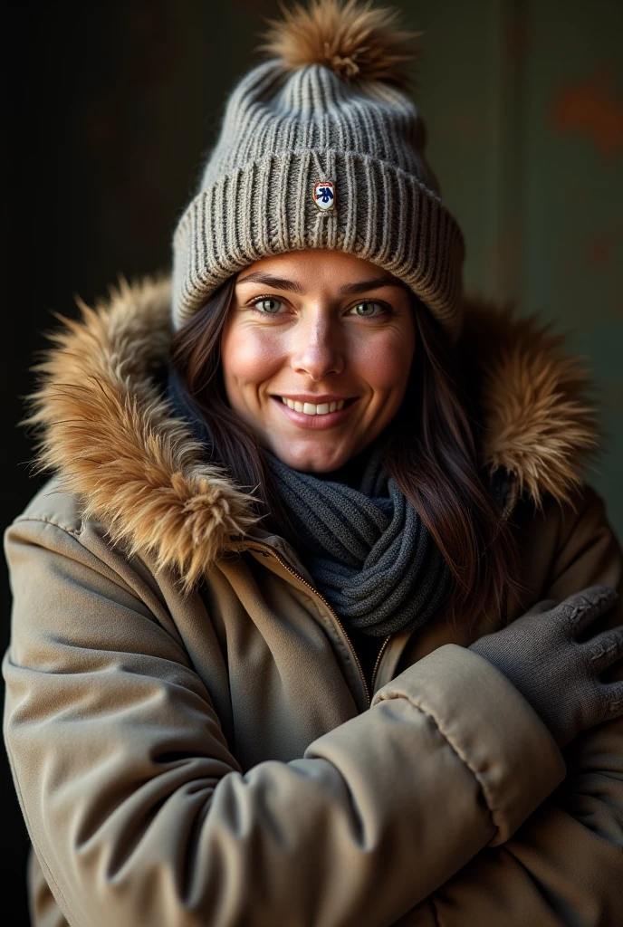 Mature woman in a winter landscape